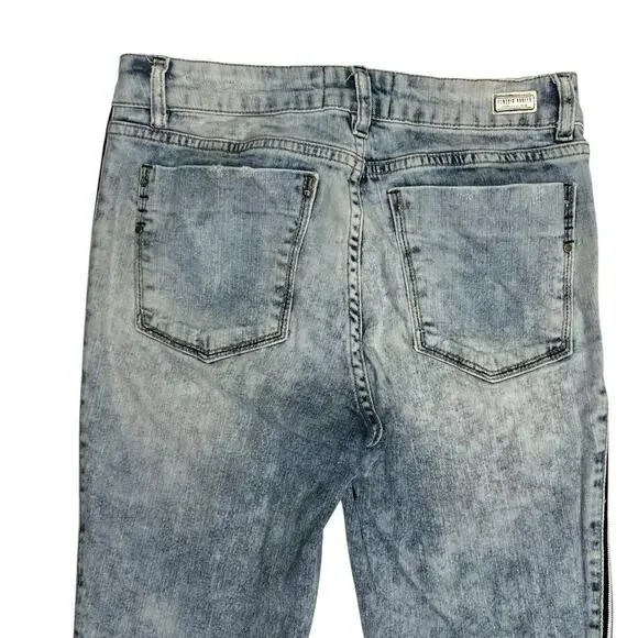 Claudia Rabelo Jeans Womens 28 Acid Distressed Straight Leg Denim Side Stripes - Picture 6 of 15